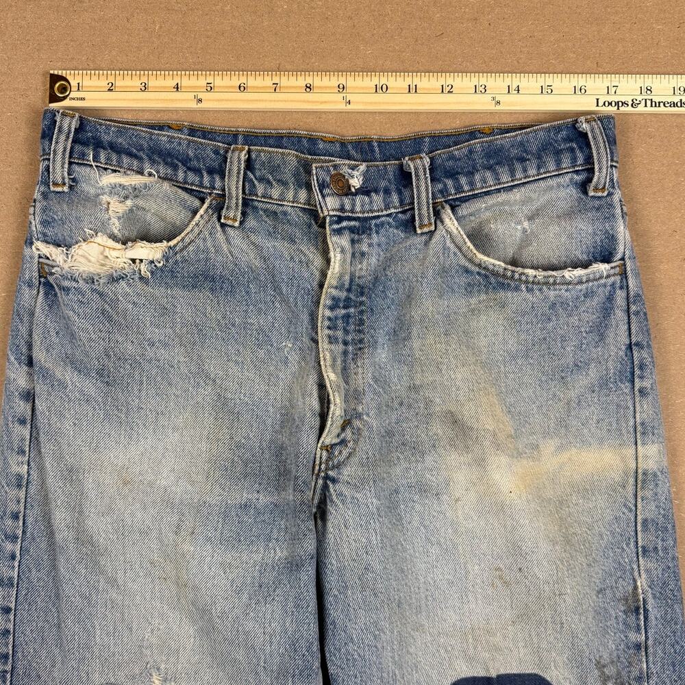 Vintage 70s Levi’s Bell Bottom Jeans Talon Orange Tab Patched Distressed 34x29 - Picture 10 of 10